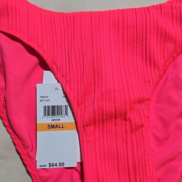 BECCA Moonridge Hotpink Rib Adela Hipster Bikini Bottom - Picture 9 of 12